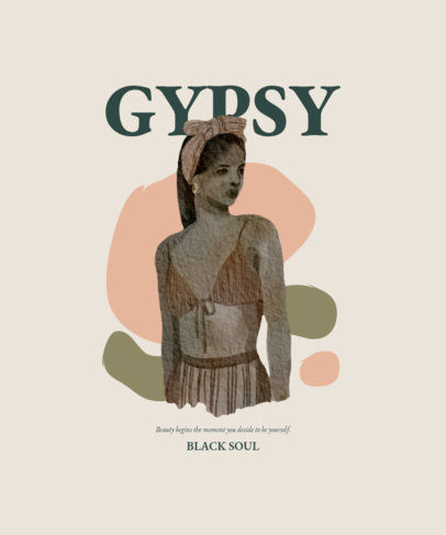 T-Shirt Design Maker Featuring a Bohemian Woman Illustration 2471b-el1