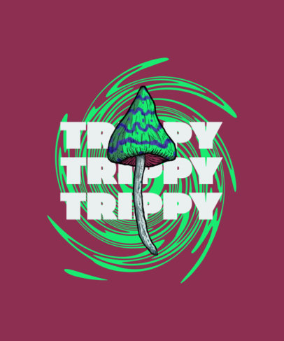 Trippy T-Shirt Design Template with Illustrations of Mushrooms 2512-el1