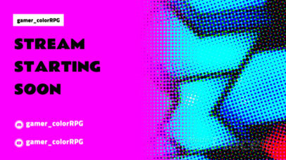 Colorful Starting Soon Screen Video Maker Featuring Glitch Effects 1408