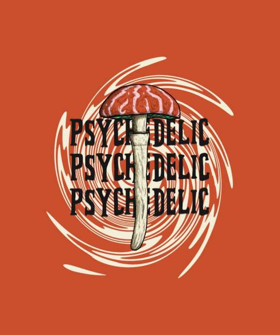 Placeit - Psychedelic T-Shirt Design Maker with a Mushroom Graphic