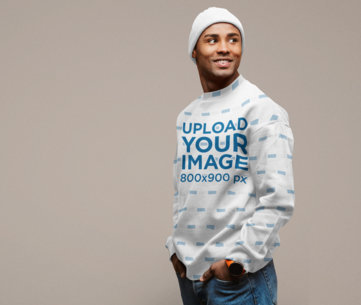 Sublimated Sweatshirt Mockup of a Happy Man with a Fall-Season Wardrobe 39818-r-el2
