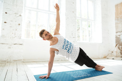 Yoga Mat and Tank Top Mockup of a Bearded Young Man