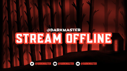 Illustrated Twitch Offline Banner Template Featuring a Spooky Forest Background 
