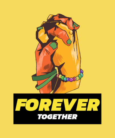 T-Shirt Design Template Featuring Two Clasped Hands 2799k