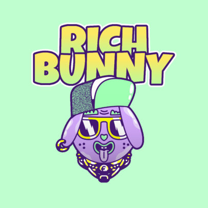 Twitch Emote Logo Template with a Rich Bunny Graphic 3564e