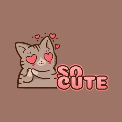 Twitch Emote Logo Template for a Gaming Team with a Loving Cat with Heart Eyes 3564h