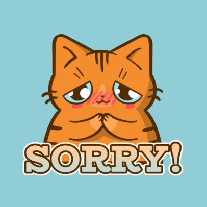 Twitch Emote Logo Template Featuring a Regretful Kitten Illustration