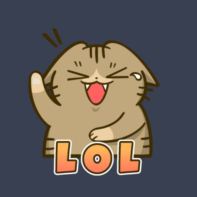 Twitch Emote Logo Template Featuring a Kitten Laughing out Loud