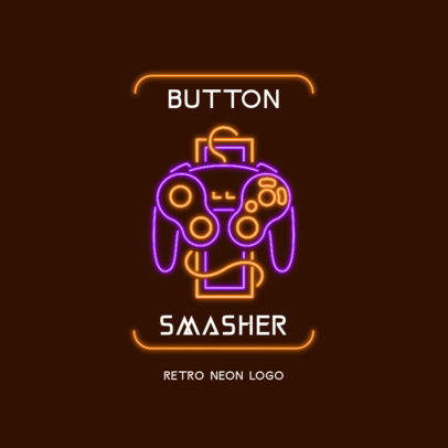 Neon-Themed Logo Template with a Classic Gaming Controller Clipart