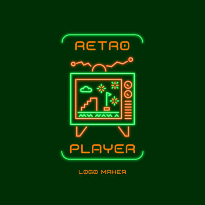 Logo Maker with a Neon-Colored Graphic of a Retro Gaming TV