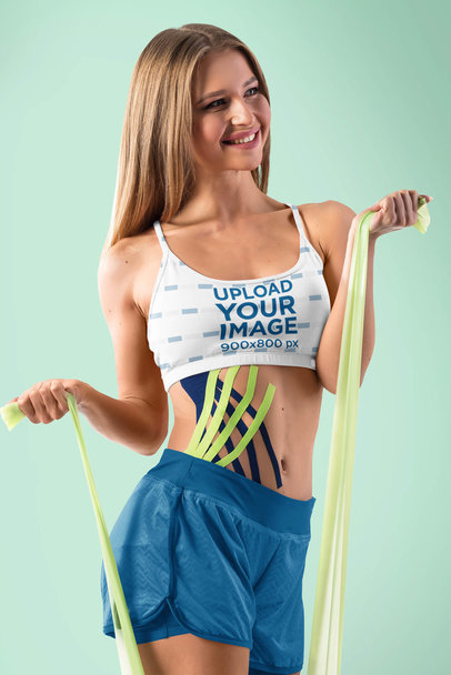 Sports Bra Mockup of a Woman With Elastic Bands in a Studio 37752-r-el2