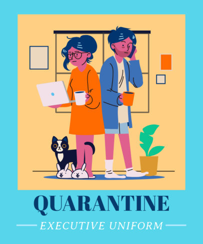 T-Shirt Design Creator Featuring a Couple During Home Office