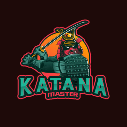 Logo Template for a Gaming Team Featuring a Samurai with a Katana