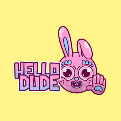 Twitch Emote Logo Template Featuring a Happy Bunny