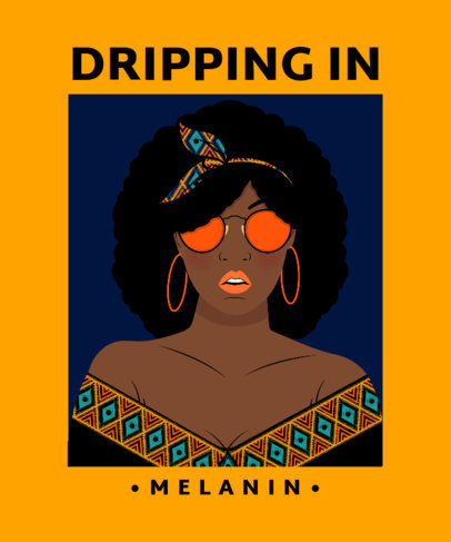 T-Shirt Design Template Featuring a Black Woman Illustration