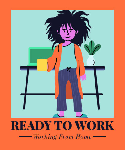 Illustrated T-Shirt Design Creator of a woman Working from Home