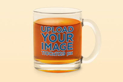11 oz Clear Glass Mug Mockup Featuring a Plain Color Background