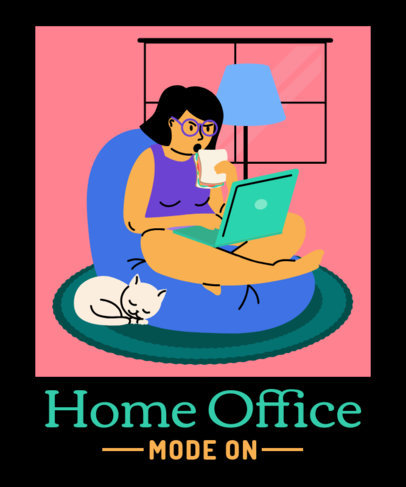 Illustrated T-Shirt Design Generator Featuring a Serious Woman During Home Office 