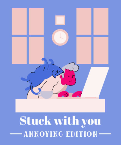 Quarantine T-Shirt Design Maker Featuring an Illustration of a Man With His Cat 