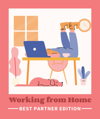 Quarantine T-Shirt Design Generator Featuring a Woman Sleeping on a Table