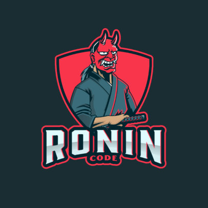 Gaming Logo Template Featuring a Warrior with a Hannya Mask 3559j