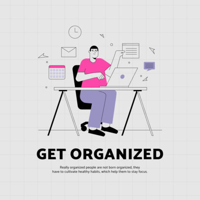 Instagram Post Maker Featuring an Illustrated Home Office Tip
