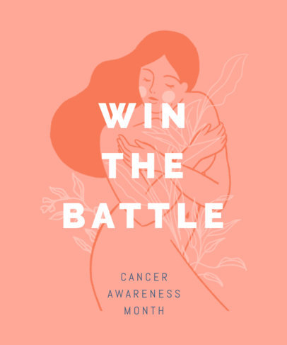 T-Shirt Design Template Featuring Breast Cancer Awareness Illustrations