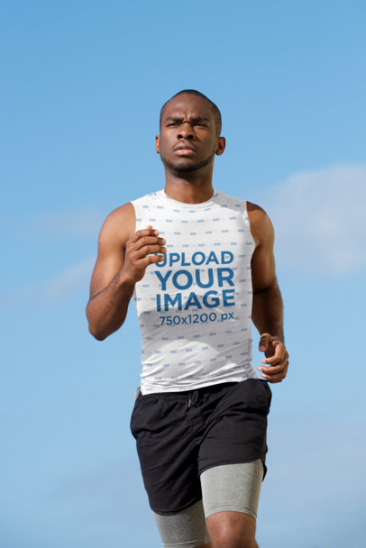 Mockup of a Runner Wearing a Sublimated Sleeveless Shirt