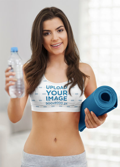 Sports Bra Mockup of a Woman Ready for Her Yoga Class 37731-r-el2