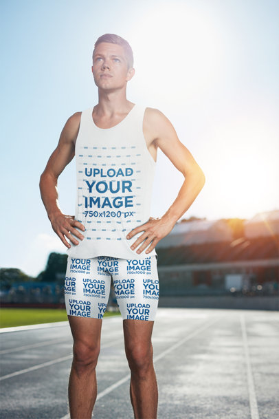 Mockup of a Young Runner Wearing Shorts and a Tank Top 41225-r-el2
