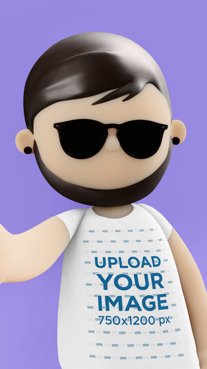 Illustrated T-Shirt Mockup Featuring a Minimalistic Cartoonish 3D Character