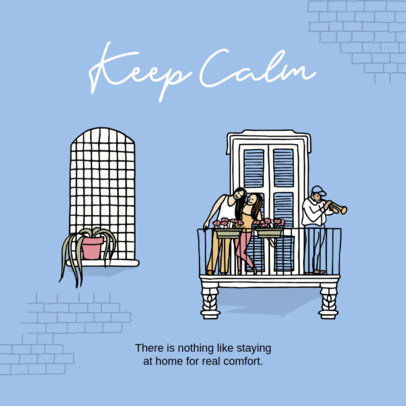 Instagram Post Template Featuring a Stay-Home Quote
