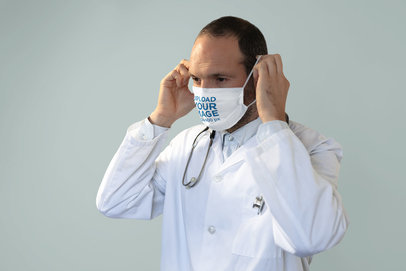 Mockup of a Doctor Wearing a Face Mask