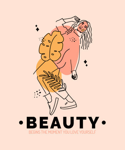 T-Shirt Design Maker Featuring a Silhouette of a Woman Surrounded by Plants