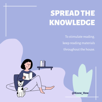 Instagram Post Creator with an Illustration of a Woman Reading at Home