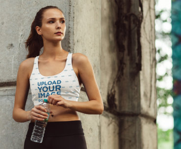 Sports Bra Mockup Featuring a Woman With a Ponytail