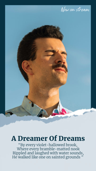 Instagram Story Template Featuring a Song's Verse Under an Artist Portrait