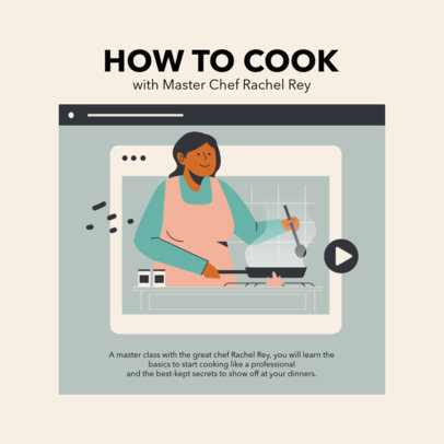 Instagram Post Maker Featuring Illustrations of People Taking Virtual Classes