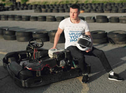 T-Shirt Mockup Featuring a Man and a Go-Kart 35922-r-el2