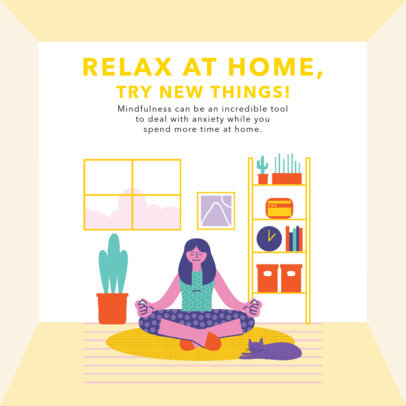 Illustrated Instagram Post Design Maker Featuring People Doing Home Activities