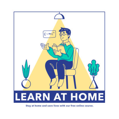 Instagram Post Maker Featuring Illustration of People Working from Home