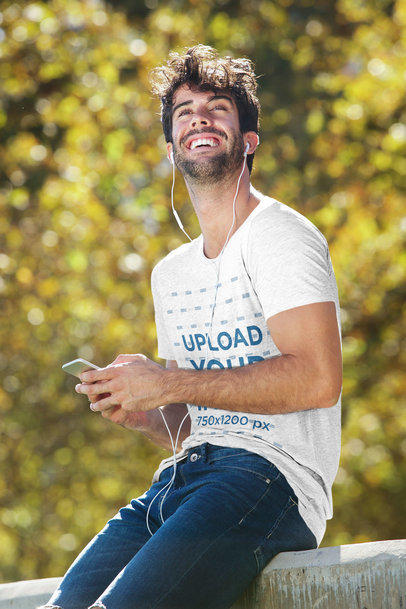 Mockup of a Man Wearing a Long Heathered T-Shirt 39876-rel2