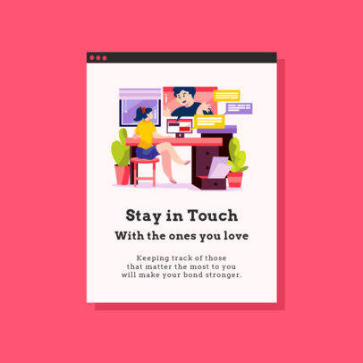 Illustrated Instagram Post Generator Featuring People Making a Video Call