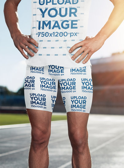 Mockup of a Tack and Field Athlete Wearing Tank Top and Shorts 41224-r-el2