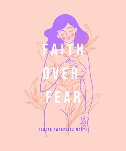 T-Shirt Design Creator Featuring an Inspiring Cancer Awareness Quote with a Woman Illustration