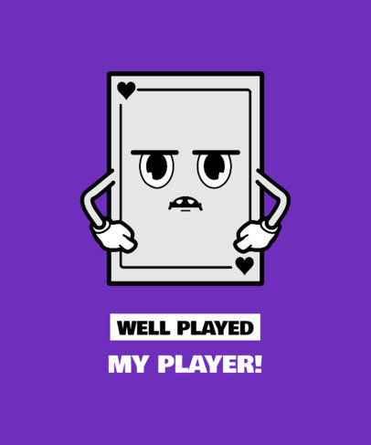 Funny T-Shirt Design Template Featuring a Mad Poker Card 2823a