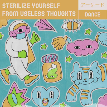 Album Cover Maker with Bizarre Cartoon Characters 2814a