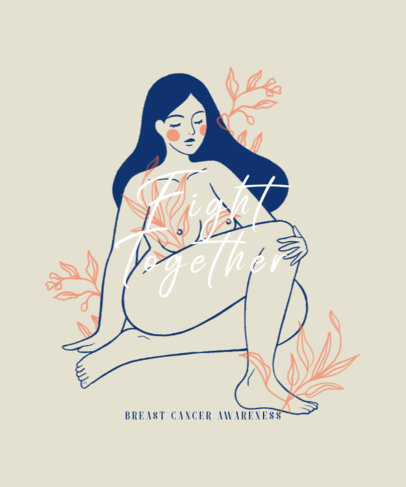 Cancer Awareness T-Shirt Design Maker Featuring a Woman Illustration