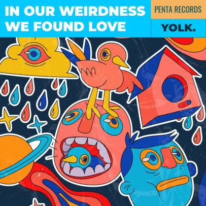 Colorful Album Cover Generator with Psychedelic Cartoon Graphics 2814b