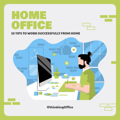 Instagram Post Template Featuring Work From Home Illustrations